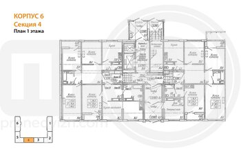 Миниатюра 1-комнатная квартира, 56.9кв.м