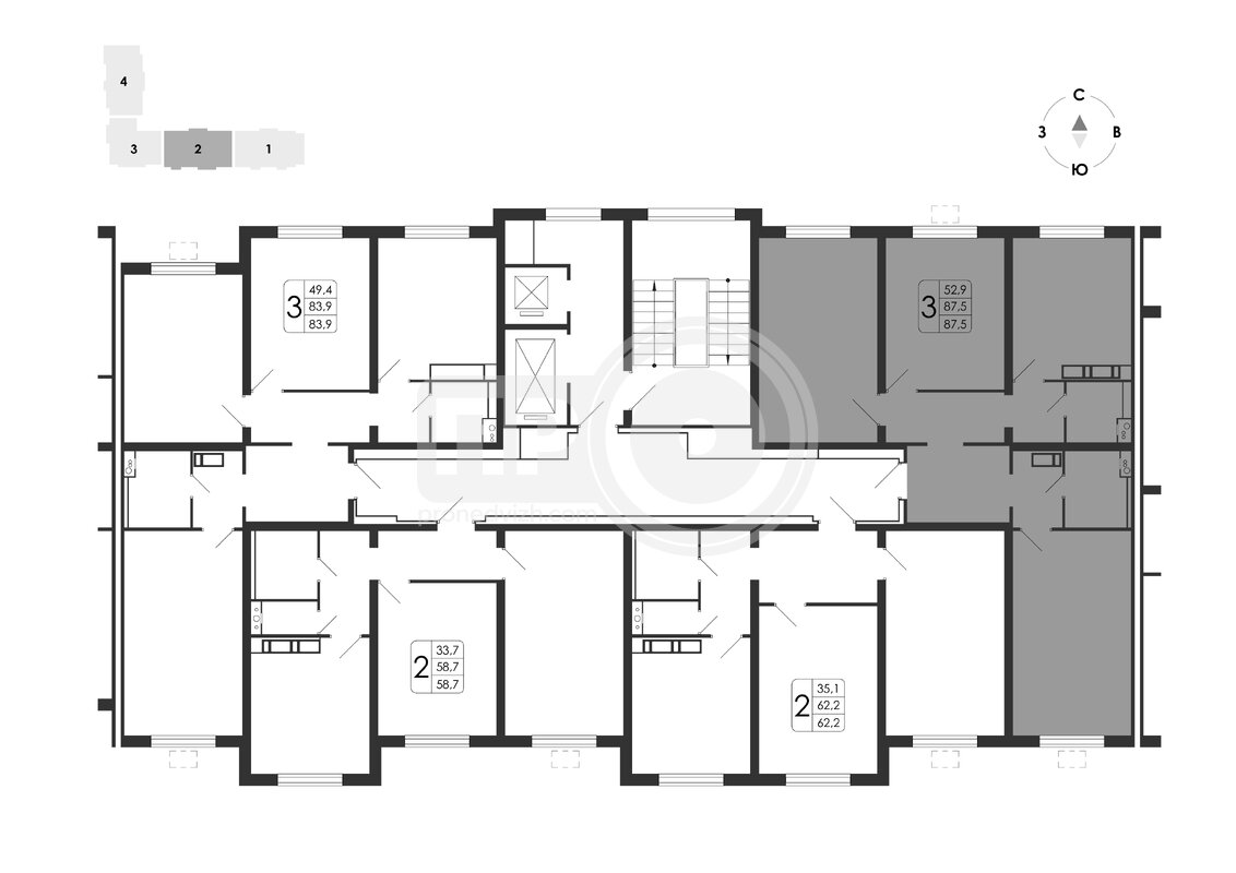 3-комнатная квартира, 87.5кв.м