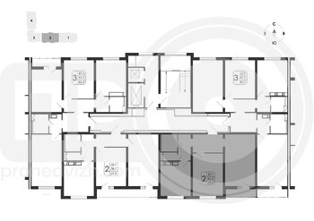 Миниатюра 2-комнатная квартира, 63.6кв.м