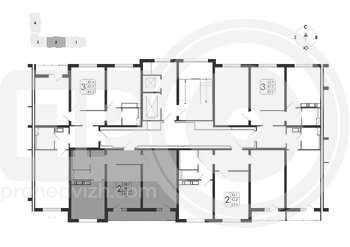 Миниатюра 2-комнатная квартира, 61.6кв.м