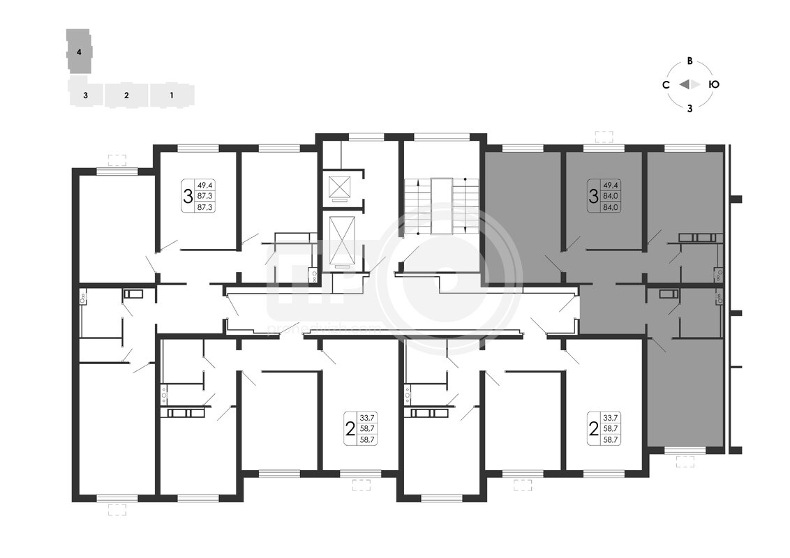 3-комнатная квартира, 84кв.м