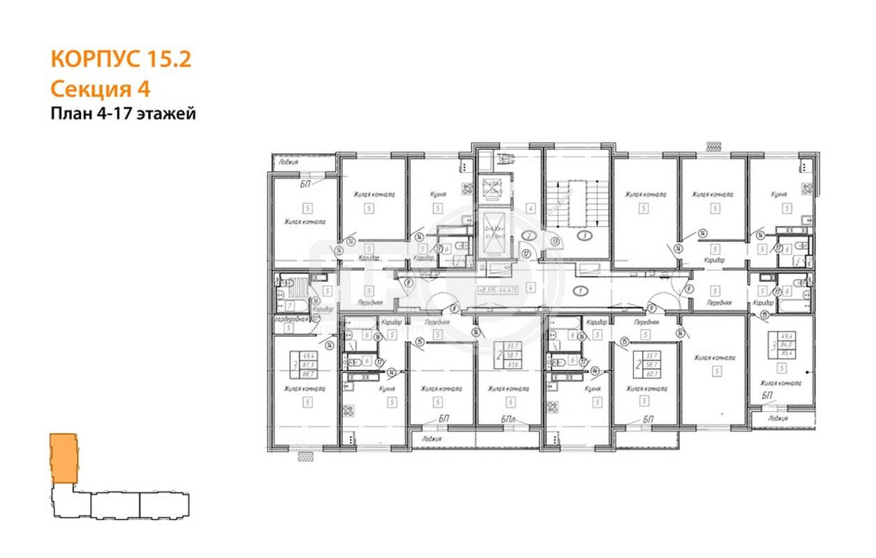 3-комнатная квартира, 88.7кв.м