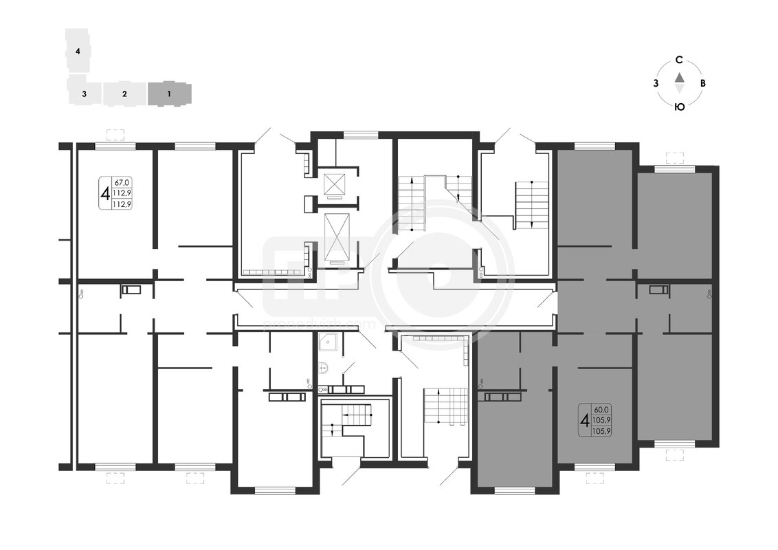 4-комнатная квартира, 105.9кв.м