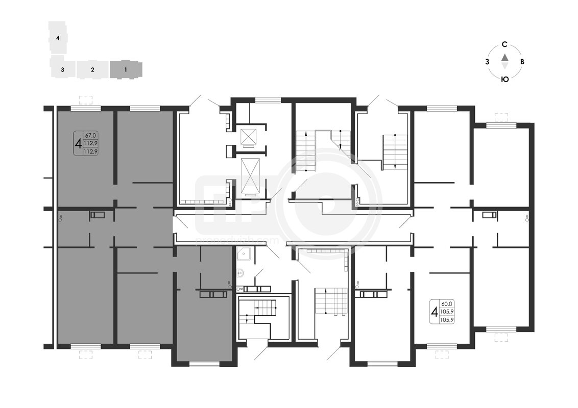 4-комнатная квартира, 112.9кв.м