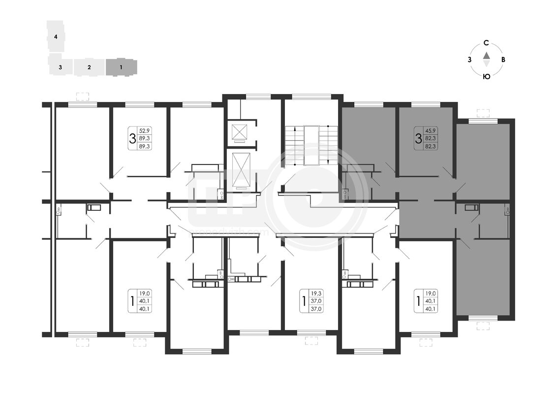 3-комнатная квартира, 82.3кв.м