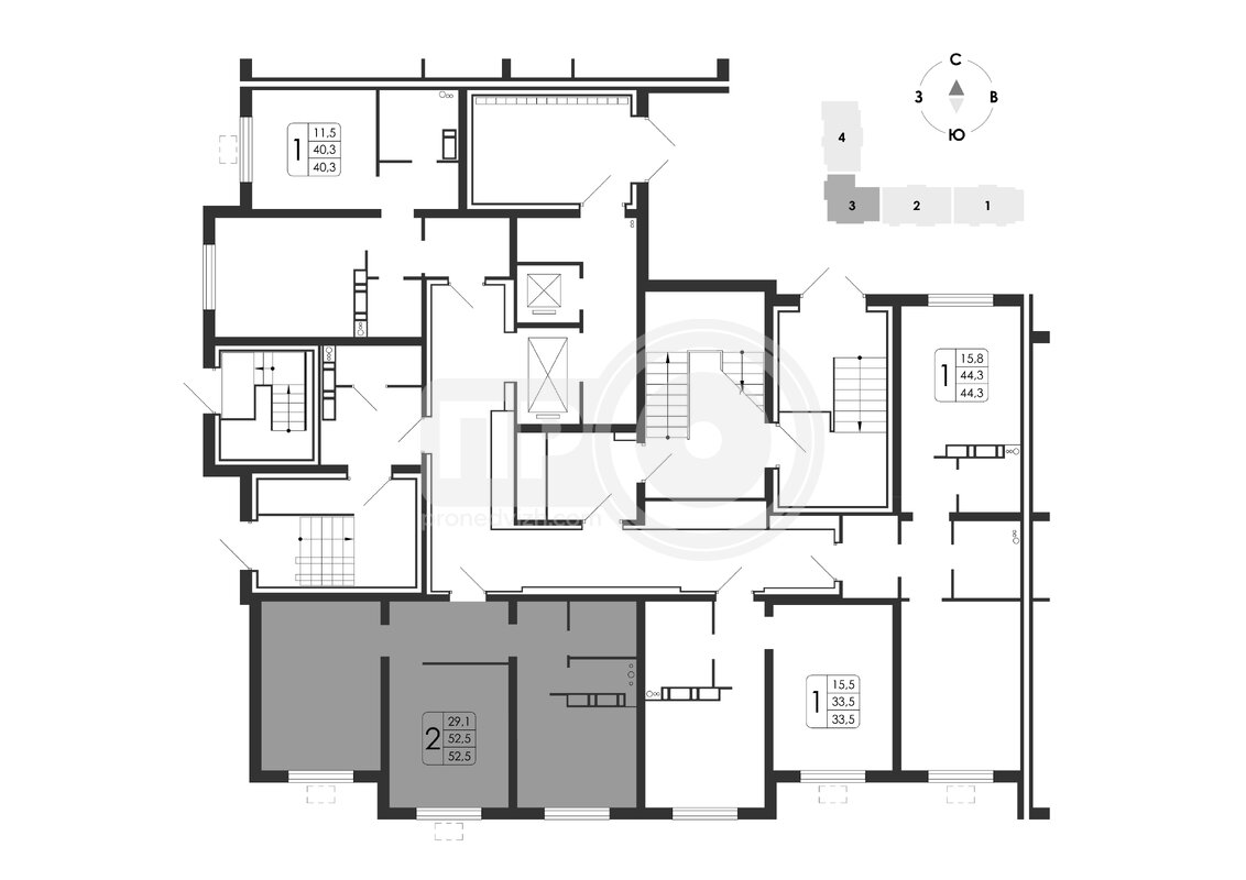 2-комнатная квартира, 52.5кв.м