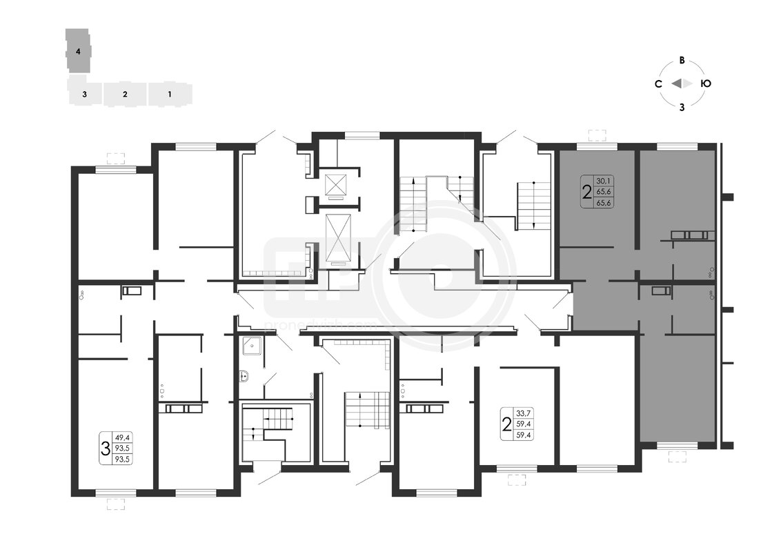 2-комнатная квартира, 65.6кв.м