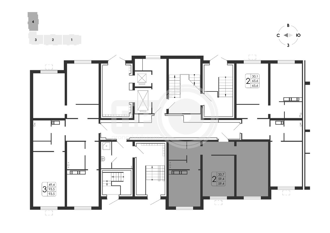 2-комнатная квартира, 59.4кв.м