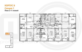 Миниатюра 1-комнатная квартира, 38.3кв.м