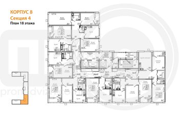 Миниатюра 2-комнатная квартира, 57.1кв.м