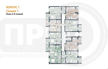 Миниатюра 1-комнатная квартира, 42.19кв.м