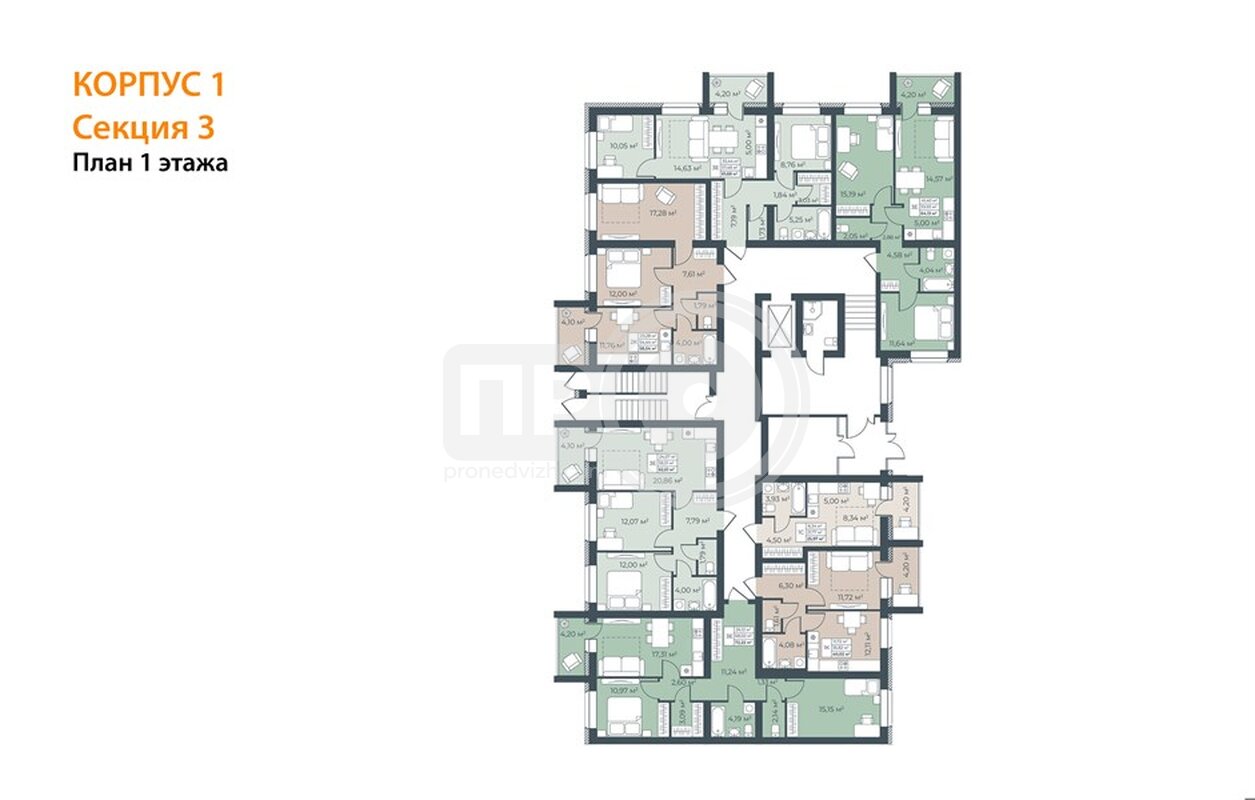 2-комнатная квартира, 72.22кв.м