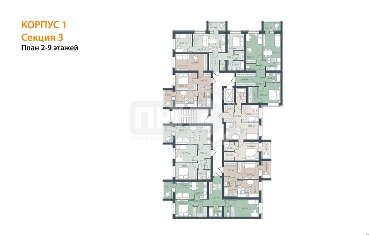 2-комнатная квартира, 62.6кв.м