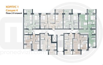 Миниатюра 1-комнатная квартира, 33.46кв.м