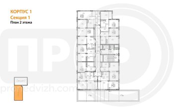 Миниатюра 1-комнатная квартира, 34.6кв.м