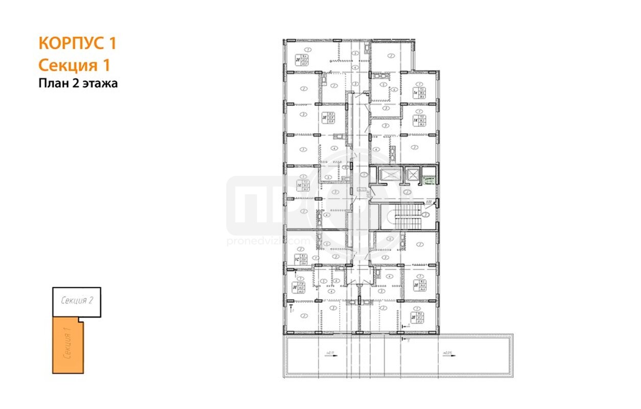 1-комнатная квартира, 38.6кв.м