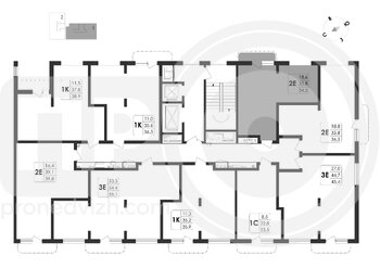 Миниатюра 2-комнатная квартира, 34.5кв.м