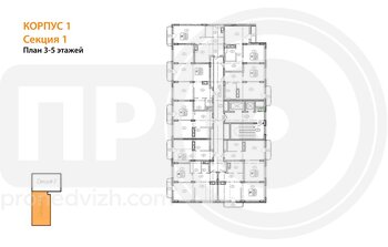 Миниатюра 1-комнатная квартира, 38.9кв.м