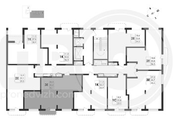 Миниатюра 2-комнатная квартира, 39.8кв.м