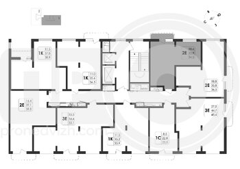 Миниатюра 2-комнатная квартира, 34.5кв.м