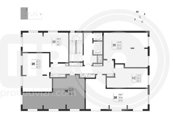 Миниатюра 3-комнатная квартира, 59.7кв.м