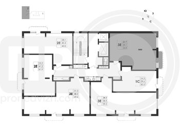 Миниатюра 3-комнатная квартира, 54.8кв.м