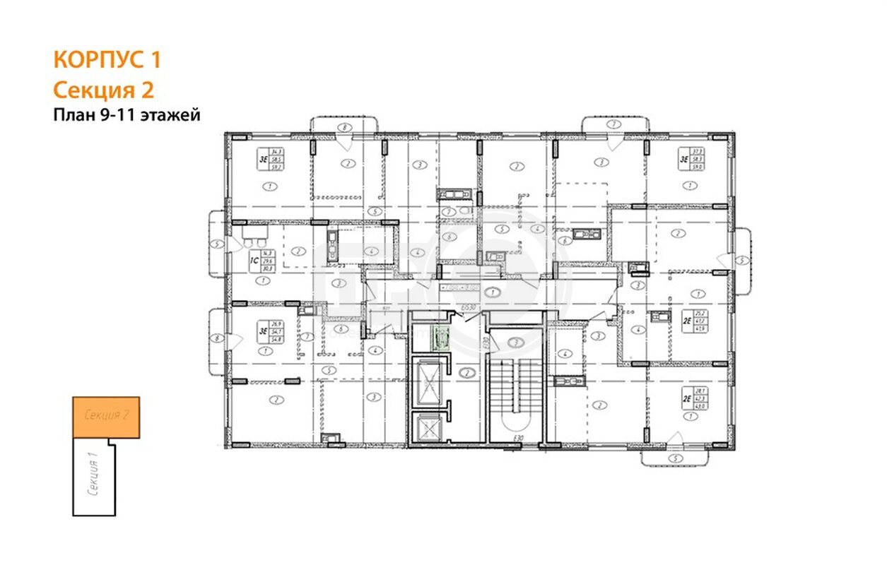 2-комнатная квартира, 59кв.м