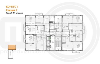 Миниатюра 2-комнатная квартира, 54.8кв.м