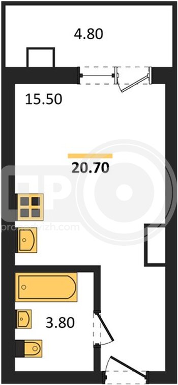 Миниатюра 1-комнатная квартира, 20.7кв.м