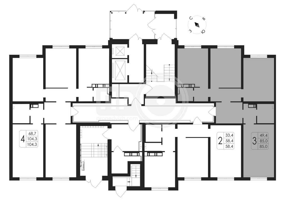 3-комнатная квартира, 85кв.м