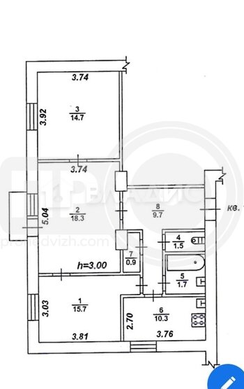 Миниатюра 3к, 4/5 К, Россия, Воронеж, улица Кирова, 26, 73.3 кв.м