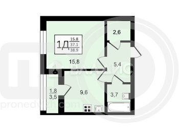 Миниатюра 1к, 6/21 П, Россия, Воронеж, улица Загоровского, 9/1, 38.9 кв.м