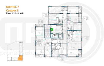 Миниатюра 2-комнатная квартира, 71.11кв.м