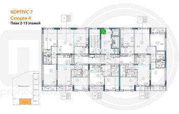 Миниатюра 1-комнатная квартира, 35.61кв.м