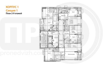 Миниатюра 1-комнатная квартира, 43.55кв.м