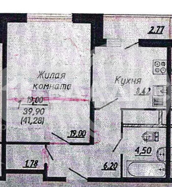 Миниатюра 1к, 2/17 К, Россия, Воронеж, Олимпийский бульвар, 14, 38.8 кв.м