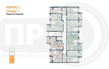 Миниатюра 1-комнатная квартира, 41.5кв.м