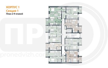 Миниатюра 1-комнатная квартира, 43.28кв.м