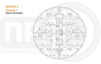 Миниатюра 1-комнатная квартира, 40.51кв.м