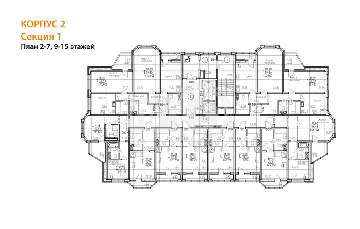 1-комнатная квартира, 39.83кв.м