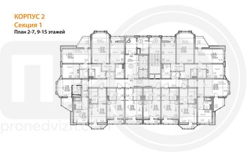 Миниатюра 1-комнатная квартира, 39.83кв.м