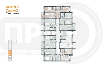 Миниатюра 1-комнатная квартира, 34.26кв.м