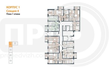 Миниатюра 1-комнатная квартира, 40.69кв.м