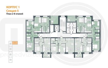 Миниатюра 1-комнатная квартира, 42.25кв.м