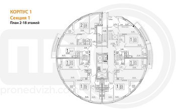 Миниатюра 2-комнатная квартира, 55.37кв.м