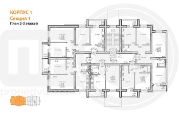 Миниатюра 2-комнатная квартира, 67.21кв.м