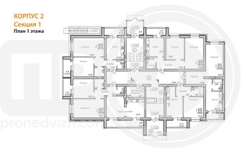 Миниатюра 1-комнатная квартира, 45.82кв.м