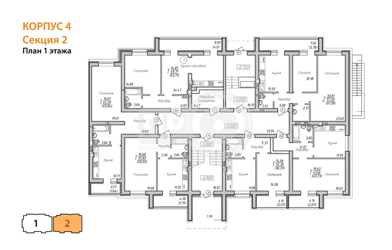 1-комнатная квартира, 40.02кв.м