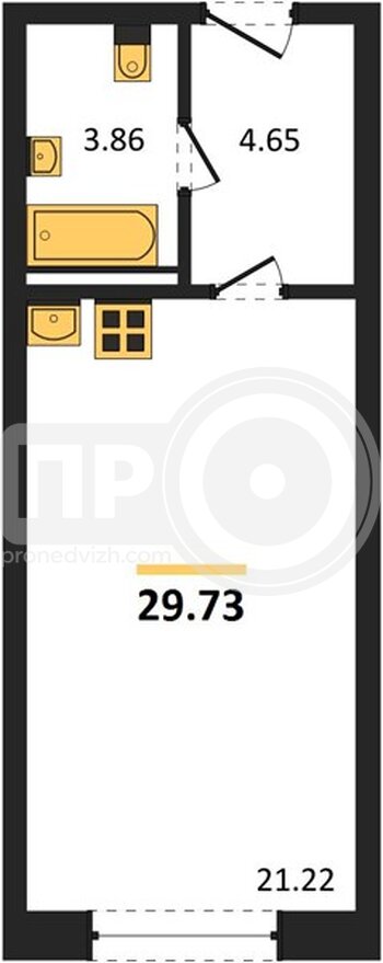 Миниатюра квартира-студия, 29,73кв.м.