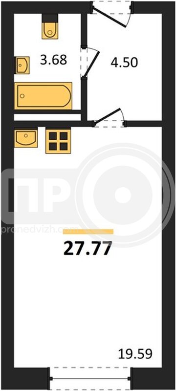 квартира-студия, 27,77кв.м.